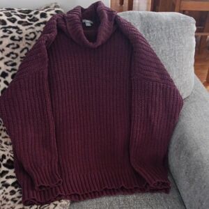 Aerie Deep Burgundy Knit Sweater